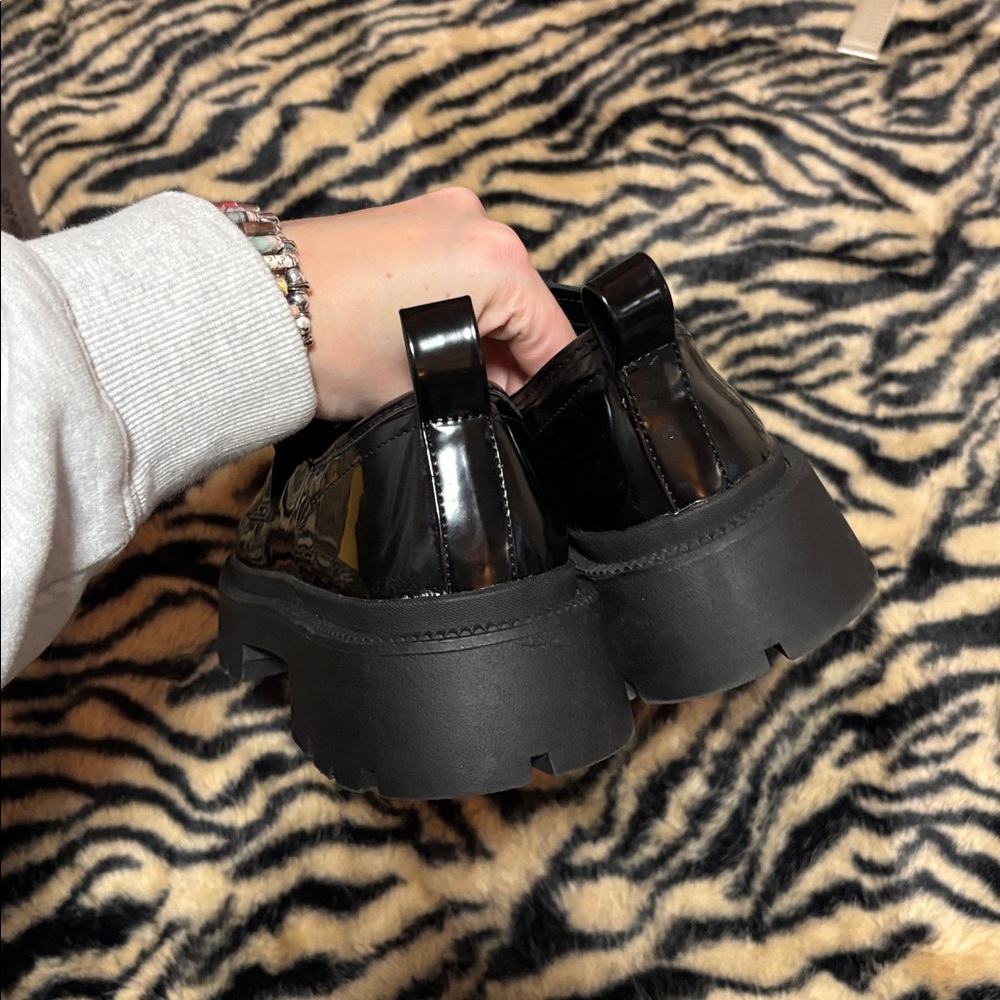 Black Patent Chunky Loafers - Picture 4 of 9